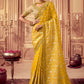 Designer Chinon Georgette Yellow Embroidered Saree