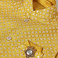 Kurta Payjama With Jacket Silk Yellow Embroidered Mens