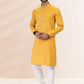 Kurta Pyjama Cotton Linen Yellow Plain Mens