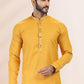 Kurta Pyjama Cotton Linen Yellow Plain Mens