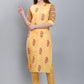 Party Wear Kurti Cotton Yellow Booti Kurtis