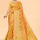 Contemporary Organza Yellow Patch Border Saree