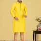 Kurta Pyjama Cotton Yellow Fancy Work Mens