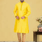 Kurta Pyjama Cotton Yellow Fancy Work Mens