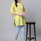 Party Wear Kurti Cotton Yellow Print Kurtis