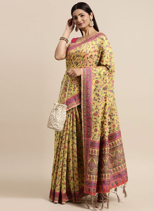 Classic Cotton Silk Yellow Woven Saree