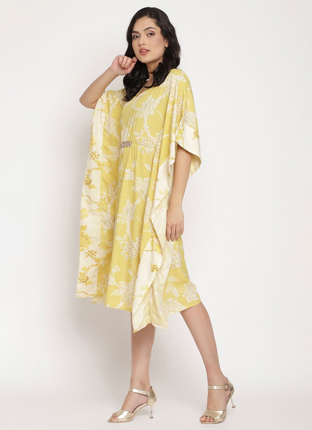 Casual Kurti Crepe Silk Yellow Print Kurtis