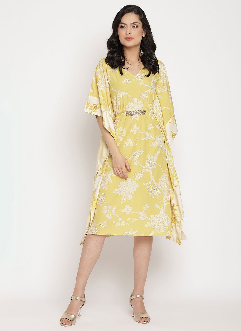 Casual Kurti Crepe Silk Yellow Print Kurtis