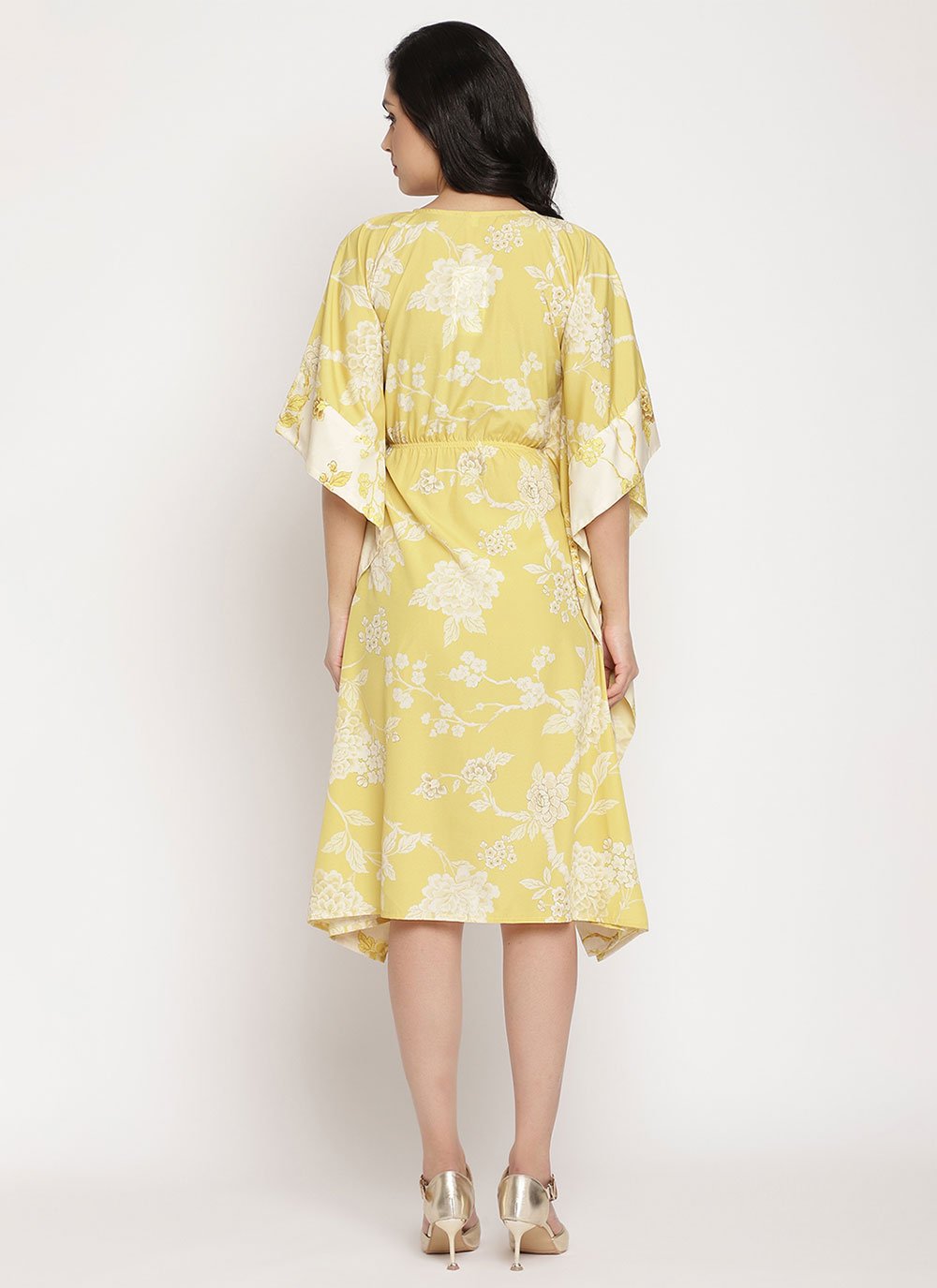 Casual Kurti Crepe Silk Yellow Print Kurtis