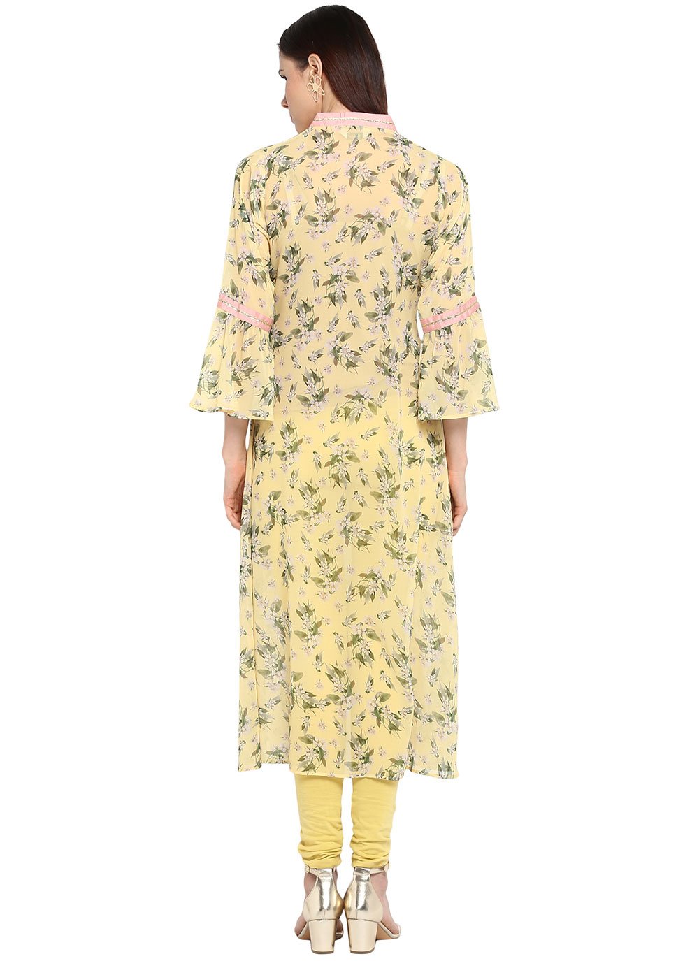 Casual Kurti Georgette Yellow Digital Print Kurtis