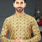 Kurta Pyjama Silk Yellow Digital Print Mens