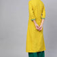 Casual Kurti Rayon Yellow Embroidered Kurtis