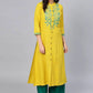 Casual Kurti Rayon Yellow Embroidered Kurtis