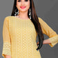 Designer Kurti Chiffon Georgette Yellow Embroidered Kurtis