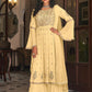 Salwar Suit Faux Georgette Yellow Embroidered Salwar Kameez