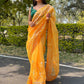 Classic Organza Yellow Embroidered Saree