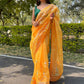 Classic Organza Yellow Embroidered Saree