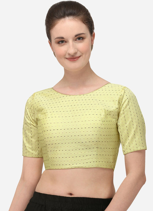 Designer Blouse Jacquard Yellow Embroidered Blouse