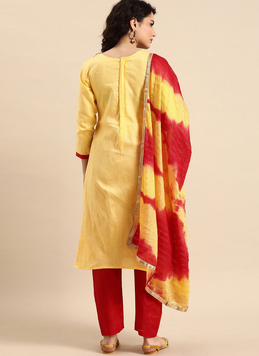 Salwar Suit Cotton Yellow Embroidered Salwar Kameez