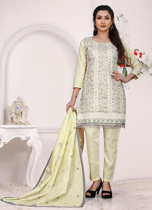 Trendy Suit Cotton Yellow Embroidered Salwar Kameez