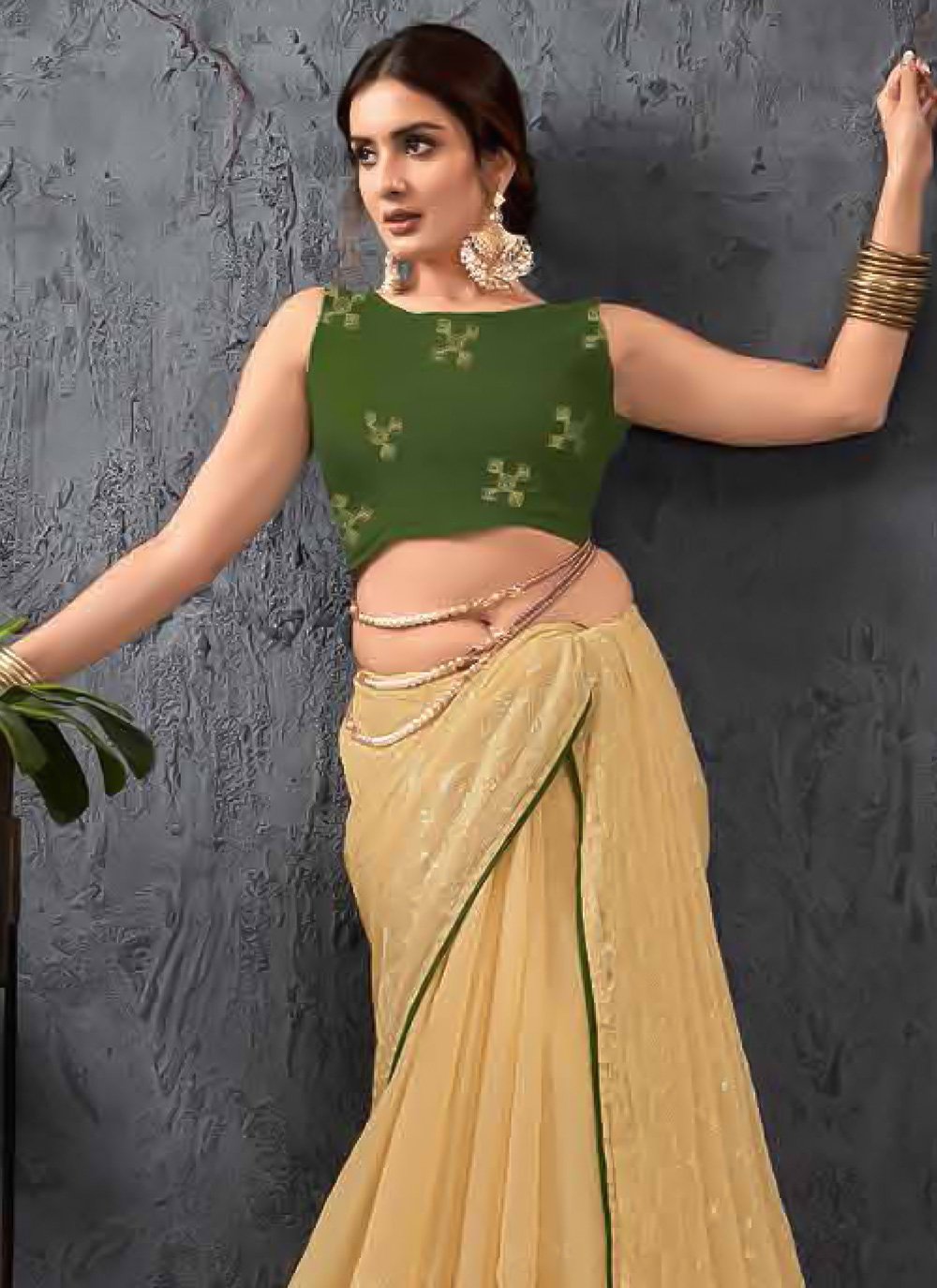 Trendy Saree Chiffon Yellow Embroidered Saree