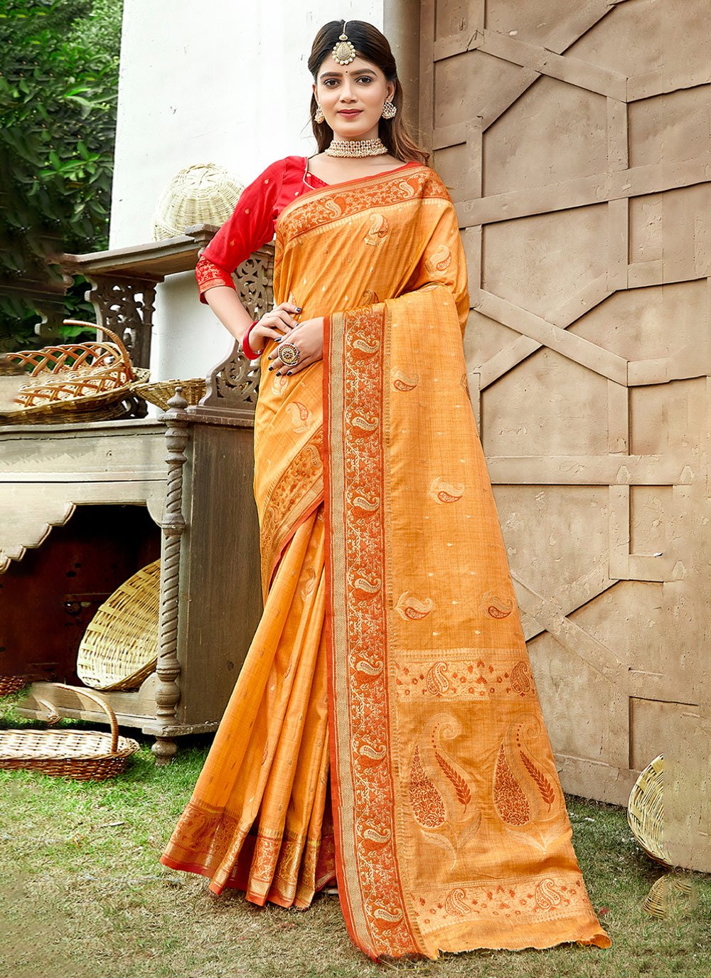 Classic Silk Yellow Weaving Saree