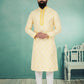 Kurta Pyjama Jacquard Silk Yellow Jacquard Work Mens