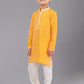 Kurta Pyjama Dupion Silk Jacquard Yellow Fancy Work Kids