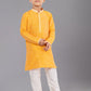 Kurta Pyjama Dupion Silk Jacquard Yellow Fancy Work Kids