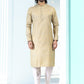 Kurta Pyjama Silk Yellow Fancy Work Mens