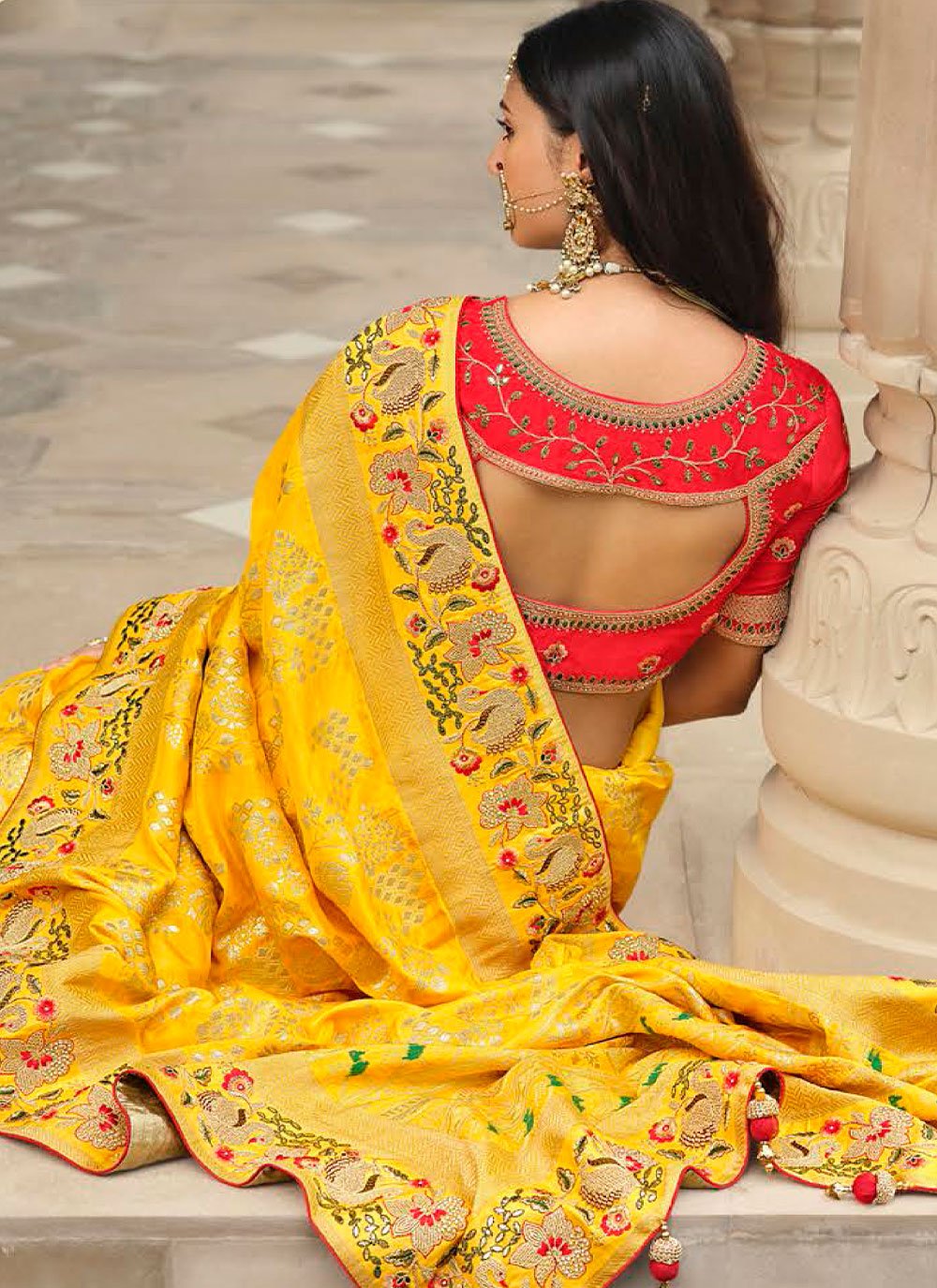 Trendy Saree Silk Yellow Embroidered Saree