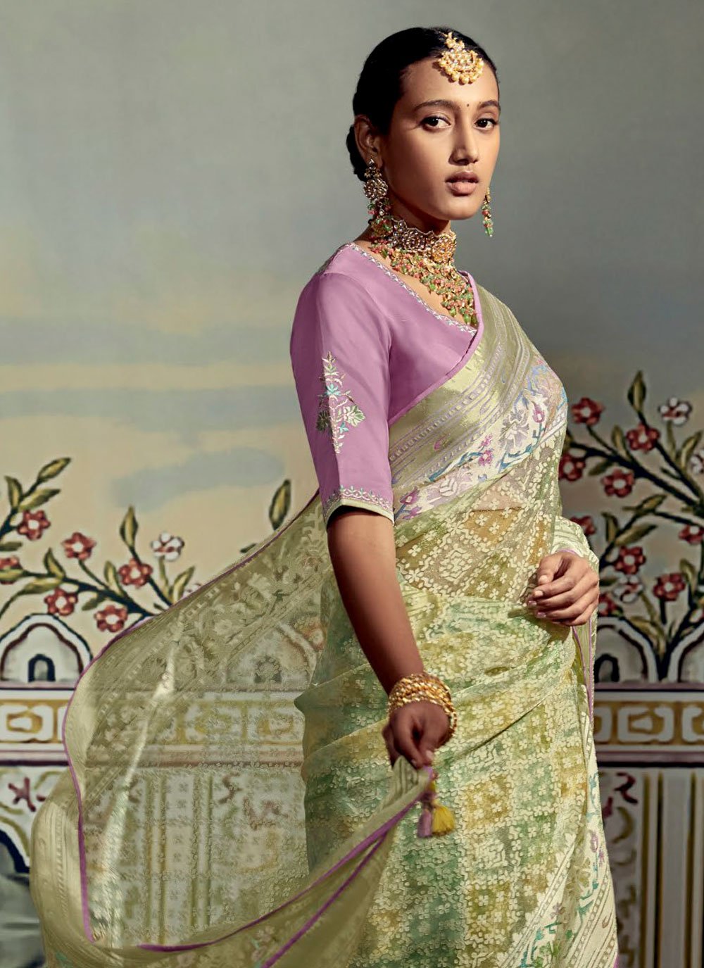 Classic Brasso Yellow Fancy Work Saree