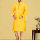 Kurta Pyjama Cotton Yellow Fancy Work Mens