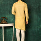 Kurta Pyjama Cotton Yellow Fancy Work Mens