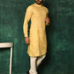 Kurta Pyjama Cotton Yellow Fancy Work Mens