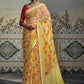 Contemporary Brasso Yellow Fancy Work Saree