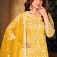 Salwar Suit Net Yellow Cord Work Salwar Kameez