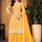 Salwar Suit Net Yellow Cord Work Salwar Kameez