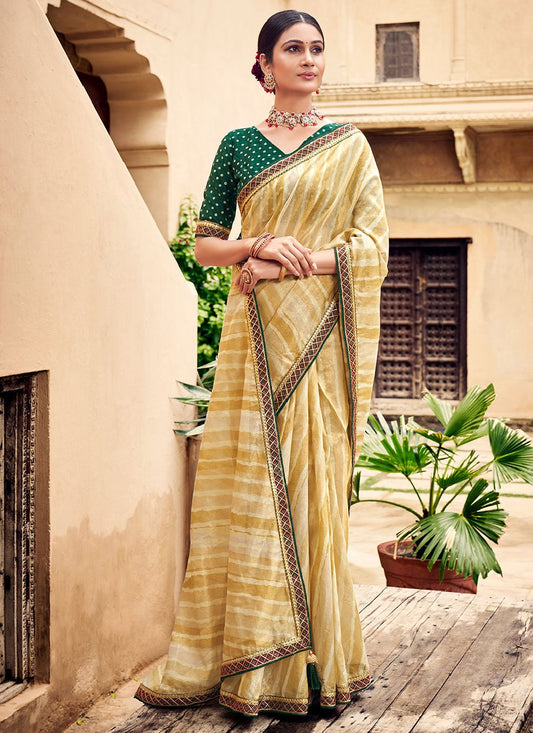 Classic Silk Yellow Digital Print Saree