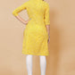 Designer Kurti Faux Crepe Yellow Floral Patch Kurtis