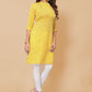 Designer Kurti Faux Crepe Yellow Floral Patch Kurtis