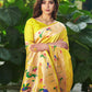 Traditional Saree Silk Yellow Floral Patch Saree