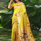 Traditional Saree Silk Yellow Floral Patch Saree