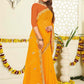 Designer Georgette Yellow Patch Border Saree