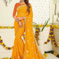 Designer Georgette Yellow Patch Border Saree