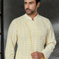 Kurta Pyjama Georgette Yellow Embroidered Mens