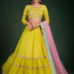 Lehenga Choli Georgette Yellow Sequins Lehenga Choli