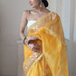 Classic Organza Yellow Digital Print Saree