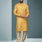 Kurta Pyjama Handloom Cotton Yellow Digital Print Mens