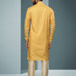 Kurta Pyjama Handloom Cotton Yellow Digital Print Mens